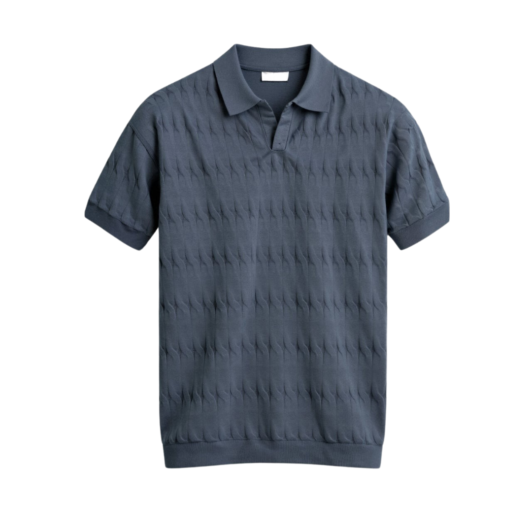 NOBA Premium V-Neck Cable Knit Polo