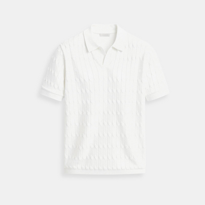 NOBA Premium V-Neck Cable Knit Polo